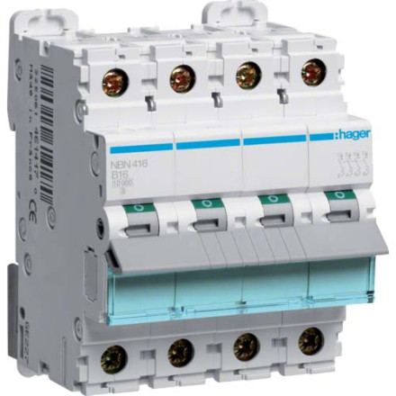 Автомат Hager B16А / 4 пол / NBN416