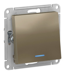 Переключатель 1-клавишный Schneider Electric ATLASDESIGN, с подсветкой, скрытый монтаж, шампань