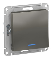 Выключатель 1-клавишный Schneider Electric ATLASDESIGN, с подсветкой, скрытый монтаж, сталь
