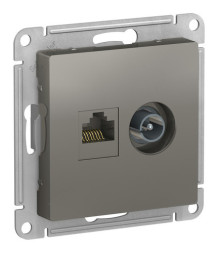 Розетка TV+RJ45 Cat.5 Schneider Electric ATLASDESIGN, оконечная, сталь