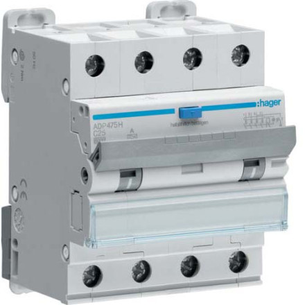 Дифф. автомат Hager / 25A / 30mA / AC-тип / C-хар / 4 пол / 6kA / ADP475H