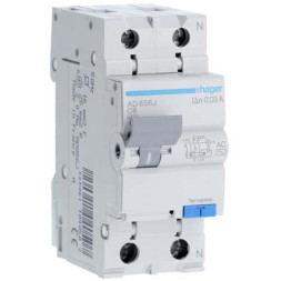 Дифф. автомат Hager / 6A / 30mA / AC-тип / C-хар / 2 пол / 4,5kA / AD856J