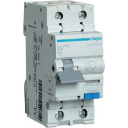 Дифф. автомат Hager / 16A / 10mA / A-тип / B-хар / 2 пол / 6kA / AC916J