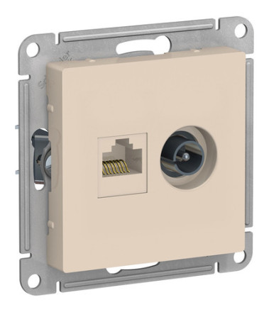 Розетка TV+RJ45 Cat.5 Schneider Electric ATLASDESIGN, оконечная, бежевый