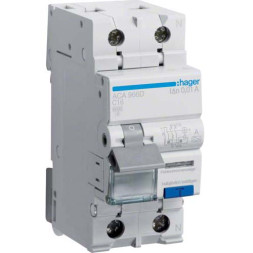 Дифф. автомат Hager / 16A / 10mA / A-тип / C-хар / 2 пол / 6kA / ACA966D