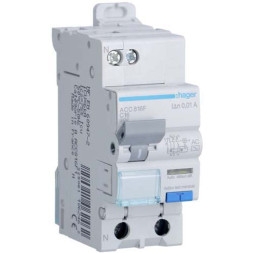 Дифф. автомат Hager / 16A / 10mA / AC-тип / C-хар / 2 пол / 4,5kA / ACC816F