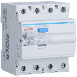 УЗО Hager / селективное / 63A / 300mA / A-тип / 4 пол. / CP463J