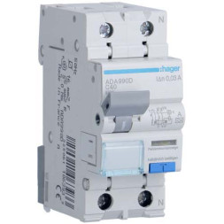 Дифф. автомат Hager / 40A / 30mA / A-тип / C-хар / 2 пол / 6kA / ADA990D
