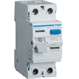 УЗО Hager / 25A / 30mA / A-тип / 2 пол. / CD225J
