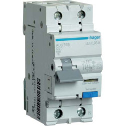 Дифф. автомат Hager / 25A / 30mA / AC-тип / C-хар / 2 пол / 6kA / AD975B