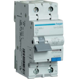 Дифф. автомат Hager / 16A / 30mA / A-тип / C-хар / 2 пол / 6kA / AD966J