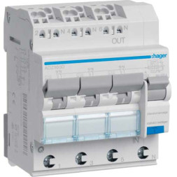 Дифф. автомат Hager / 10A / 30mA / A-тип / C-хар / 3x(1+N пол.) / 6kA / ADZ360D