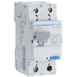 Дифф. автомат Hager / 25A / 30mA / AC-тип / C-хар / 2 пол / 4,5kA / AD875J