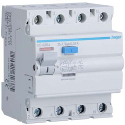 УЗО Hager / 25A / 30mA / AC-тип / 4 пол. / CD426J