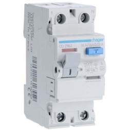 УЗО Hager / 16A / 30mA / A-тип / 2 пол. / CD216J
