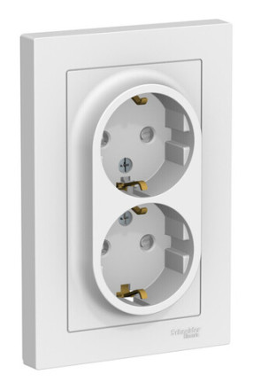 Розетка двухместная Systeme Electric ATLASDESIGN, скрытый монтаж, с заземлением, со шторками, лотос, ATN001326