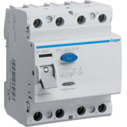 УЗО Hager / селективное / 100A / 300mA / A-тип / 4 пол. / CP484D