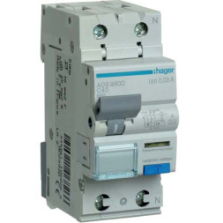 Дифф. автомат Hager / 40A / 30mA / A-тип / C-хар / 2 пол / 6kA / QC / ADS990D
