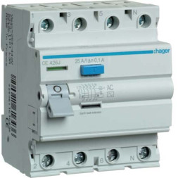 УЗО Hager / 25A / 100mA / AC-тип / 4 пол. / CE426J