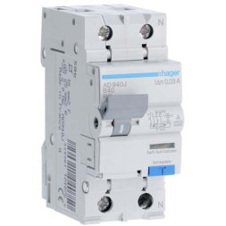 Дифф. автомат Hager / 40A / 30mA / A-тип / B-хар / 2 пол / 6kA / AD940J
