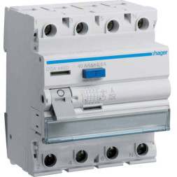 УЗО Hager / 40A / 500mA / A-тип / 4 пол. / CGA440D