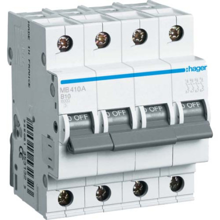 Автомат Hager B10А / 4 пол / MB410A