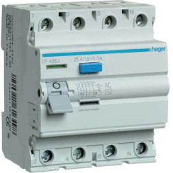 УЗО Hager / 25A / 300mA / AC-тип / 4 пол. / CF426J