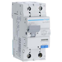 Дифф. автомат Hager / 25A / 30mA / A-тип / B-хар / 2 пол / 6kA / AD925J