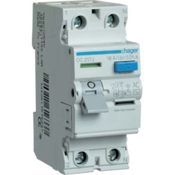 УЗО Hager / 16A / 10mA / AC-тип / 2 пол. / CC217J