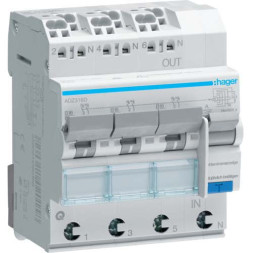 Дифф. автомат Hager / 16A / 30mA / A-тип / B-хар / 3x(1+N пол.) / 6kA / ADZ316D