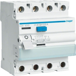 УЗО Hager / 125A / 300mA / A-тип / 4 пол. / CFA490