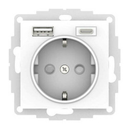 AtlasDesign РОЗЕТКА 16А с 2 USB A+C, мех, БЕЛЫЙ