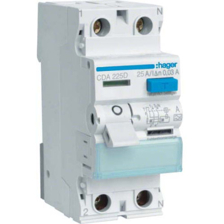 УЗО Hager / 25A / 30mA / A-тип / 2 пол. / CDA225D