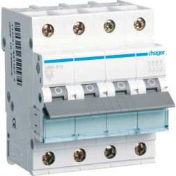 Автомат Hager B10А / 3p+N пол / MBN610