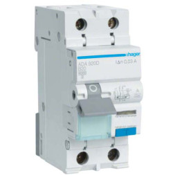 Дифф. автомат Hager / 20A / 30mA / A-тип / B-хар / 2 пол / 6kA / ADA920D
