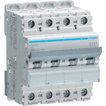 Автомат Hager C10А / 4 пол / NCN410