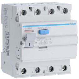 УЗО Hager / 40A / 100mA / A-тип / 4 пол. / CE440J