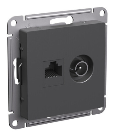 Розетка ТВ+компьютерная TV+RJ45 Systeme Electric ATLASDESIGN, скрытый монтаж, базальт, ATN001489