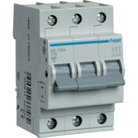 Автомат Hager C16А / 3 пол / MC316A