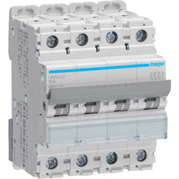 Автомат Hager C10А / 4 пол / NRN410