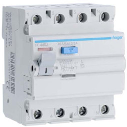 УЗО Hager / 40A / 300mA / A-тип / 4 пол. / CF440J